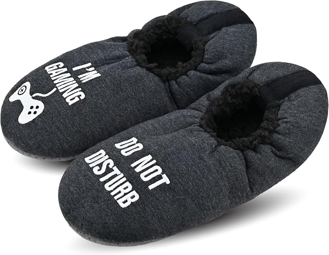 DICUIRD Men's Gripper Slipper Socks, Fuzzy Warm Soft Indoor House Socks