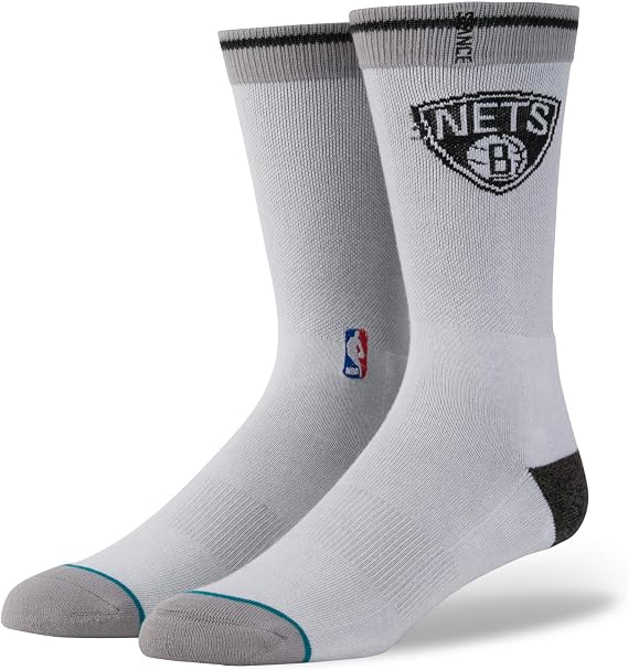 Stance Men's Nets Casual Logo NBA Sock, White - Large