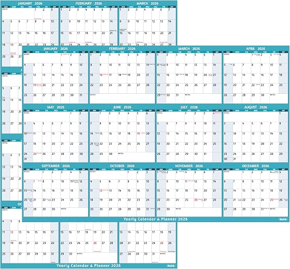 2026 Dry Erase Calendar Large Yearly Wall calendar 2026, 38.2'' x 25.2'', 2-Side Reversible Calendar 2026, Vertical/Horizontal, Jan 2026 Dec 2026, 2026 Wall Calendar Dry Erase with Notes, Stickers