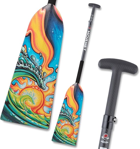 Hornet Watersports Dragon Boat Paddle - Making Waves Design - Adjustable Carbon Fiber Dragon Boat Paddle - IDBF Approved