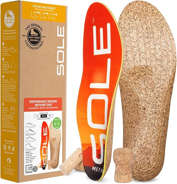 SOLE Performance Medium + Met Pads Insoles - Custom Fit, Mens 11/Womens 13