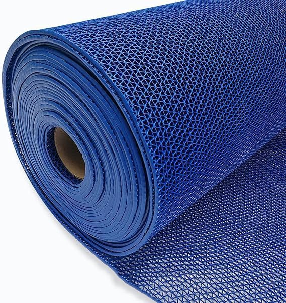 WLWLEO Drainage Flooring Mats Commercial Anti-Fatigue Rubber Matting 3x10 Ft Heavy Duty Non-Slip Floor Mats for Swimming Pool Shower Room Bathroom Garage Kitchen Patio,Blue,0.93M