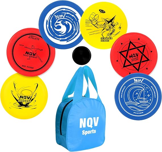 NQV Disc Golf Set with Bag,Disc Golf Beginner Set,6 Pack Flying Discs with Putters Drivers Mid Ranges+1 Disc Golf Bag for Beginners