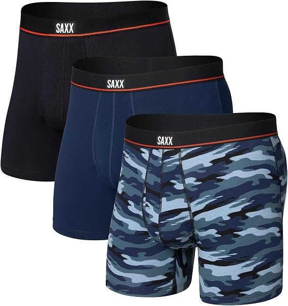 Underwear Co. Men's Non-Stop Cotton Relaxed Fit Boxer Brief Fly 3-Pack