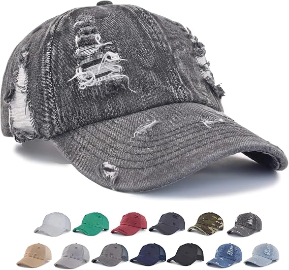TSSGBL Unstructured Distressed Baseabll Cap Cotton Soft Dad Hat Adjustable Low Profile Headwear Ball Caps for Women Men