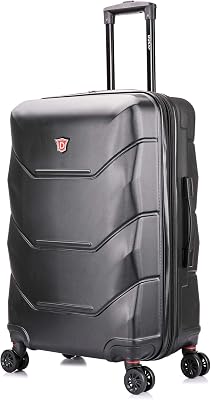 DUKAP ZONIX Luggage with Spinner Wheels | Durable Lightweight Hardside Suitcase, Spacious Travel Bag with Handle and Trolley | 26 Inch Medium Checked Luggage | Black