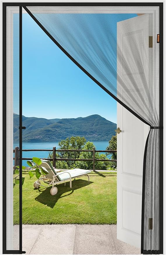 MAGZO Magnetic Screen Door, Fits Door Size 38'' x 83''(Mesh Size 40'' x 84''), Reversible Left Right Side Opening, Upgraded Polyester Scratch-Proof, Keep Annoying Creatures Out, Easy Install, Grey