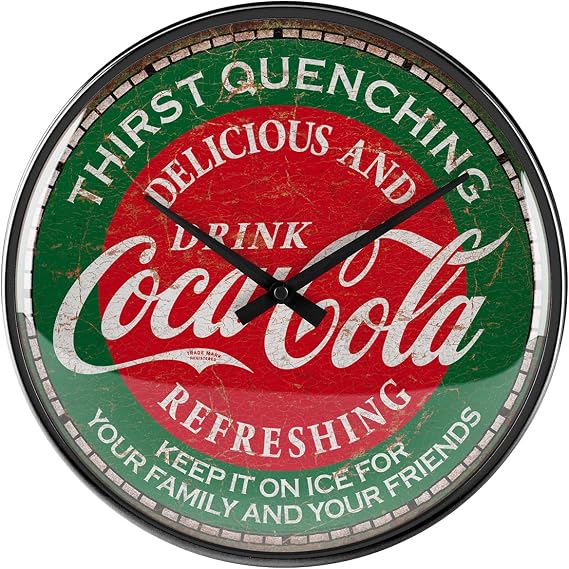 Nostalgic-Art Coca-Cola Thirst Quenching Green Duvar Saati 31 cm Yeşil Yuvarlak