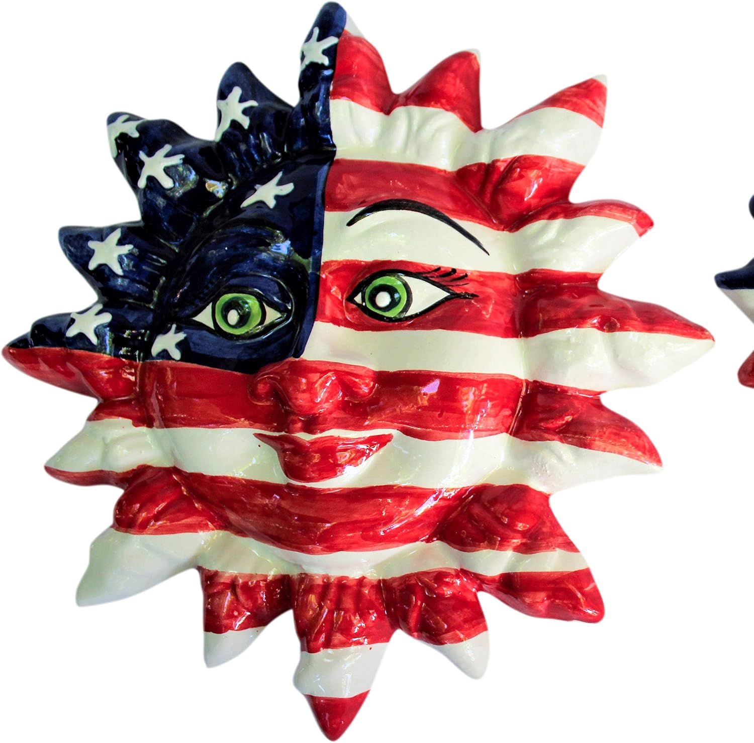 Cactus Canyon Ceramics Spanish Hand-Painted Large Decorative Sun, Mr. 4th of July Sun
