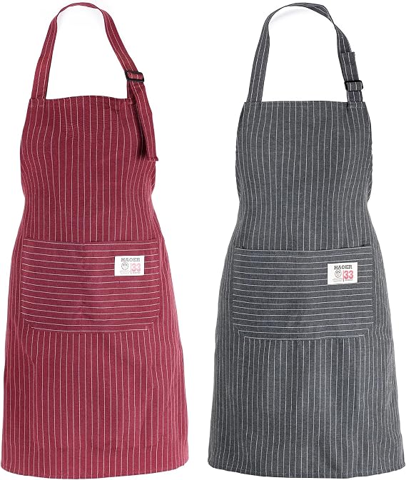 Unisex Adjustable Bib Apron, 2 Pcs Apron with 2 Pockets | Cooking Kitchen Chef Aprons, Kitchen Apron for Women Men, Cooking Baking BBQ Gardening Home & Cafe