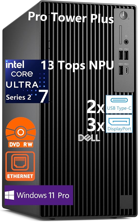 Dell Pro Tower Plus Ultra 7 265 8GB DDR5 512GB SSD Desktop Computer