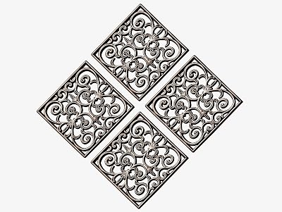 A1 Home Collections Multi Functional-Garden Stepping Stone Mat Square, Natural Rubber Heavy-Duty Beautiful Hand Finished Design 12X12 Set of 4, Paisley Square Bronze