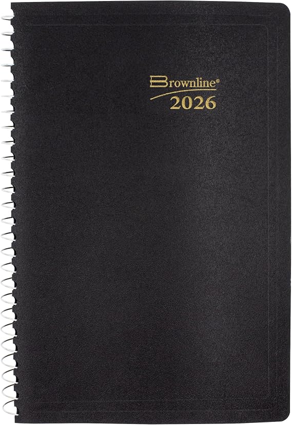Blueline 2026 Essential Daily Planner, Appointment Book, 12 Months, January to December, Spiral Binding, 8" x 5", Black (C2504.81T-26)