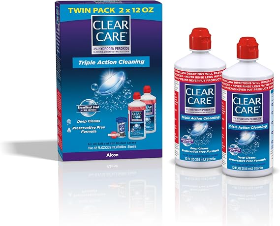 CLEAR CARE Cleaning & Disinfecting Contact Lens Solution, 12 Fl Oz, 2 Pack