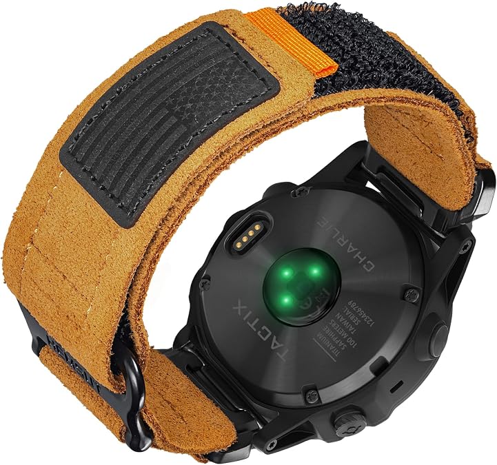 Soft Suede Leather Watch Band, 22mm Military Strap Compatible with Garmin Fenix 8 47mm /7/7 Pro/6/6 Pro/5/5 Plus/E 47mm, MARQ Athlete/Golfer/Driver/Captain/Adventurer/Commander, Instinct 2/Crossover/Tacical/Esports/Tide, D2 Delta S/Descent G1, Approach S60/62/S70 47mm, Forerunner965/955/945/935/745,Quatix 6/5, Epix 2