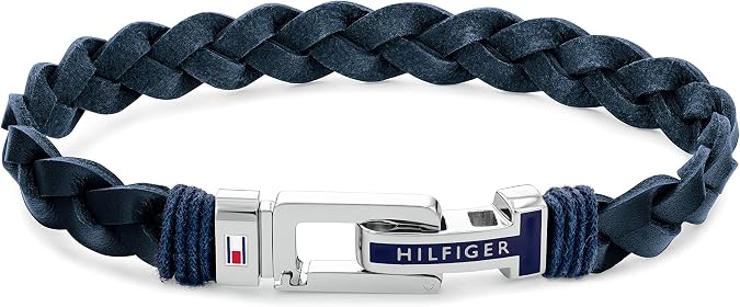 Tommy Hilfiger Jewelry Braided Leather Bracelet for Men - Available in Blue or Black