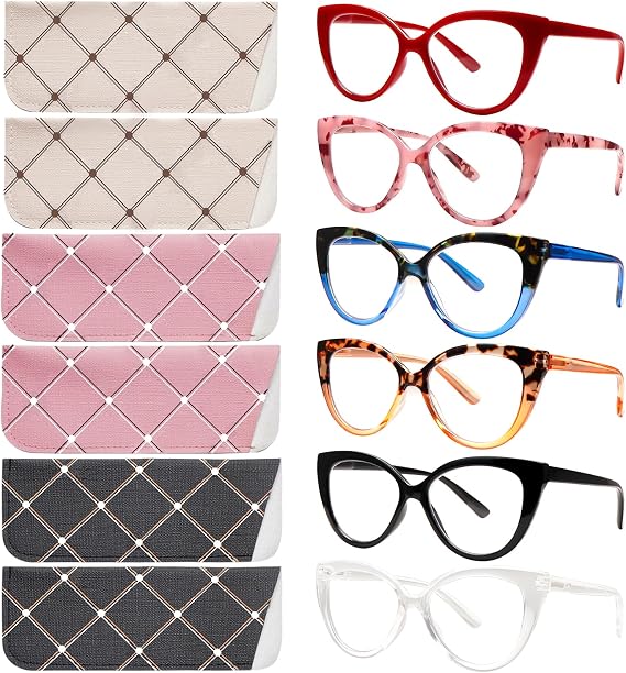 Reading Glasses for Women Blue Light Blocking Cat Eye Computer Readers Stylish Eyeglasses Spring Hinge