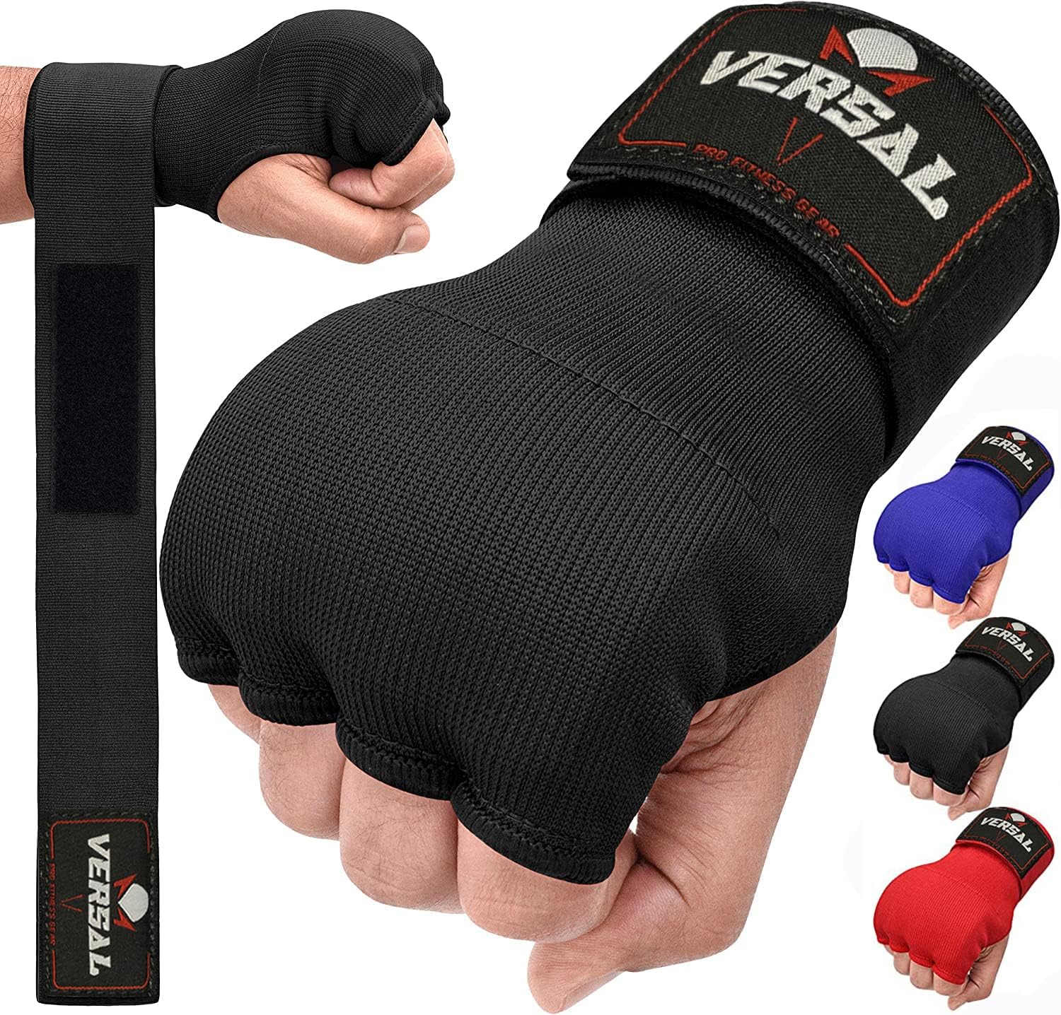 VERSAL VSL Boxing Hand Wraps Inner Gloves, Gel Padded Quick Wraps Elasticated Wrist Support Bandages, Fist Protector Martial Arts MMA Punching Speed Bag Training Under Mitts Handwraps