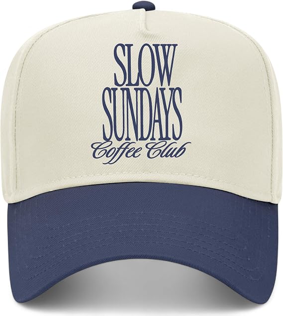 Slow Sundays Coffee Club Vintage Trucker Hat | Premium Snapback Baseball Hat for Men & Women