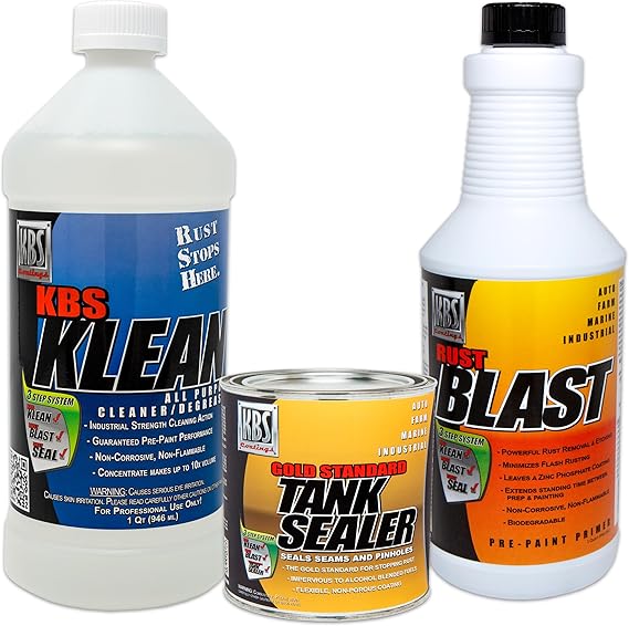 KBS Coatings 52000 Cycle Tank Sealer Kit, Complete Kit - Seals Up To 5 Gallon Tank, Lightly Pigmented Silver