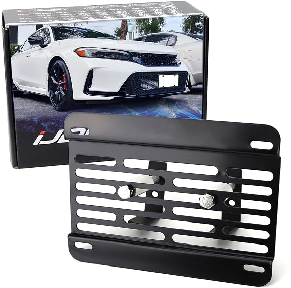 iJDMTOY No Drill Front Grille Mesh Mount License Plate Relocator Kit Compatible with 2022-2024 11th Gen Honda Civic