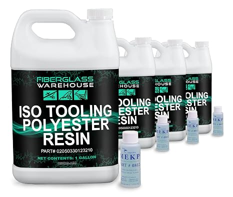 ISO Polyester Laminating Resin, 4 Gallon Kit with Catalyst | High Strength, Fast Wet Out, Corrosive Resistant, Marine, Industrial & Mold Making