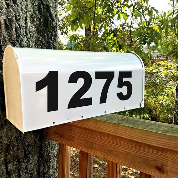 Mailbox Numbers Sticker Decal Die Cut Bold Gothic Style Vinyl Number 2" Self Adhesive 4 Sets for Mailbox, Signs, Window, Door, Cars, Trucks, Home, Business, Address Number- Black