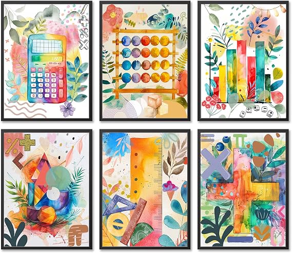 Math Posters Motivational Educational Posters for Elementary Kids Classroom | Middle & High School,Teacher Must Haves Decor Bulletin Board Sets 8x10 Unframed
