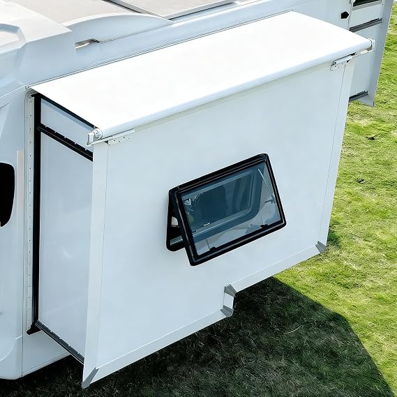 RV Slide Out Awning Kit, RV Slideout Topper, Modular Camper Slide Out Awning Protection for RVs, 5th Wheels, Travel Trailers and Motorhomes, White, 7' (79'' Fabric)