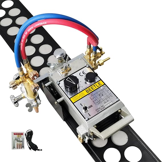 110V Track Torch Cutting Machine Cutting Thickness 0.24"-3.94" Portable Straight Line Gas Cutting Machine 5.9-31.5 inch/min Speed with Two Tracks