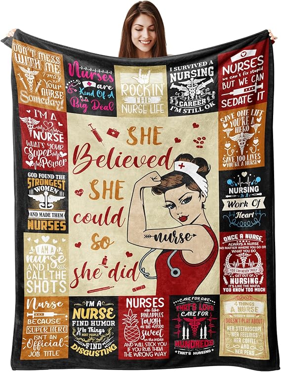 Ivivis Nurse Gifts for Women Nurse Appreciation Gifts RN Gifts for Nurses Nursing Student Graduation Nurse Retirement Birthday Gifts, Christmas International Nurses Day Gifts Throw Blanket 60X50