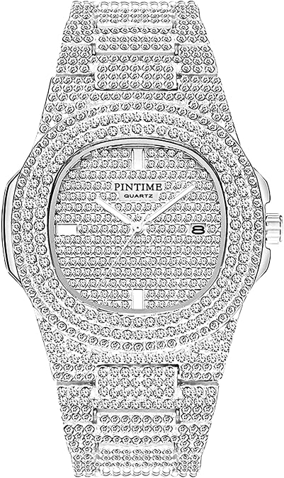 Gosasa Luxury Unisex Crystal Diamond Watches Big Face Women's Men's Quartz Watch Gold Silver Rose Gold Stainless Steel Bracelet Band