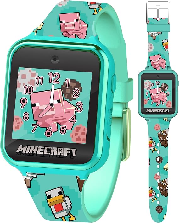 Minecraft Kids Smart Watch with Touchscreen Display, 10 Watch Faces, Games, Camera, Alarm, Timer, Step Counter & Calculator Fun Interactive Learning Watch for Boys & Girls, Fits Wrist Sizes 5.5"-8"