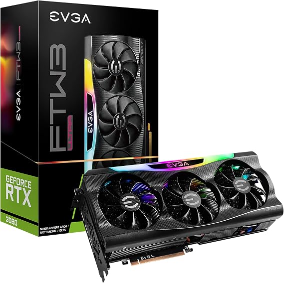 EVGA GeForce RTX 3080 FTW3 Ultra Gaming, 10G-P5-3897-KL, 10GB GDDR6X, iCX3 Technology, ARGB LED, Metal Backplate, LHR