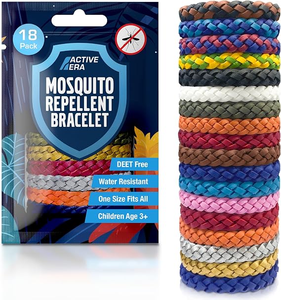 Active Era Mosquito Repellent Bracelet [12 Pack], Insect Midge & Mosquito Bands - Powerful DEET Free Formula - Waterproof with 250 Hours / 10