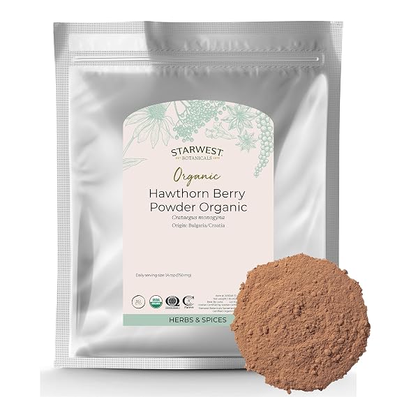 Starwest Botanicals Organic Hawthorn Berry Powder, Non-GMO - Bulk 1 lb Bag