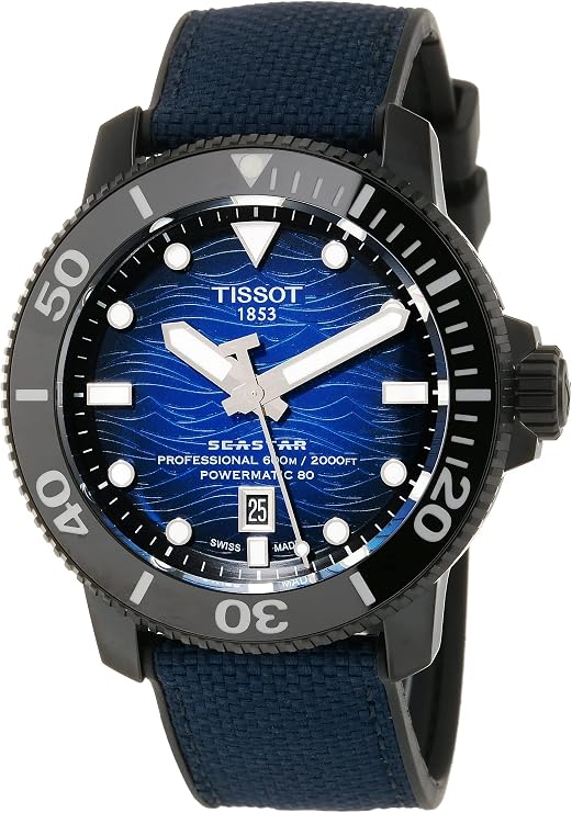 TISSOT T1206073704100 Men's Wristwatch, Leather Strap, Blue Dial