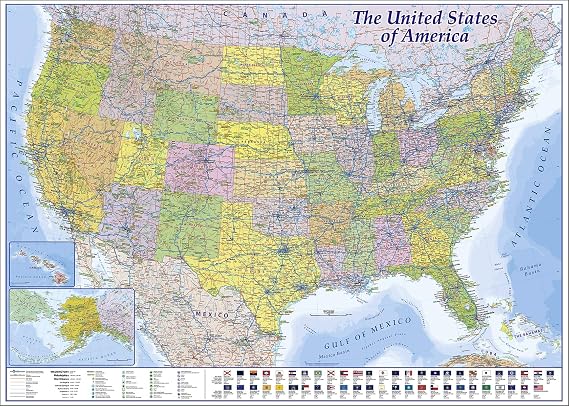 Close Up XXL USA Map Premium Poster - Giant America Map with all States 55" x 39" MAPS IN MINUTES