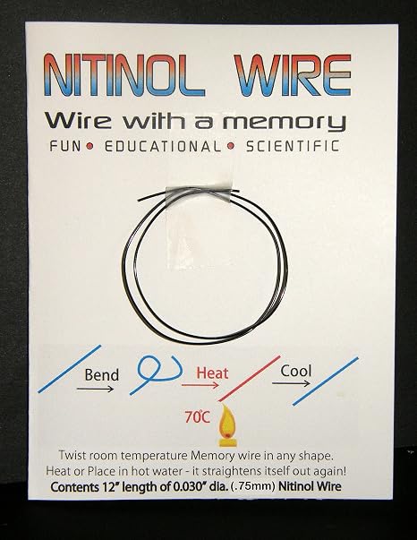 Images SI Nitinol Memory Wire 12" Length x 0.03" Diameter (.75mm) - Educational, Entertainment - Part Number: Nitinol-12x0.03