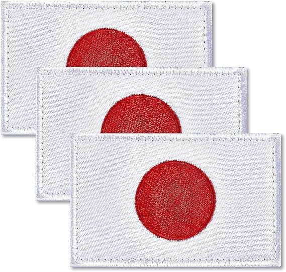 ZXvZYT 3 Pack Japan Flag Embroidered Patches Japanese Flags Military Emblem Patch for Clothes Hat Backpacks Decorations