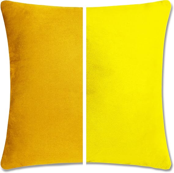 16" x 16" Throw Pillow - Gold Rush: 2 PCS / 4 Sided. Luxurious Premium Down Feather Pillow with Reversible Cover Microsuede/Microplush Fabric. Forever Fluffy, Beautiful & Supportive. Soft & Comfy.