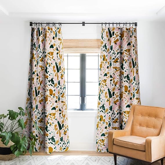 Deny Designs Marta Barragan Camarasa Boho Terrazzo Blackout Curtains, 50" x 96", Pink