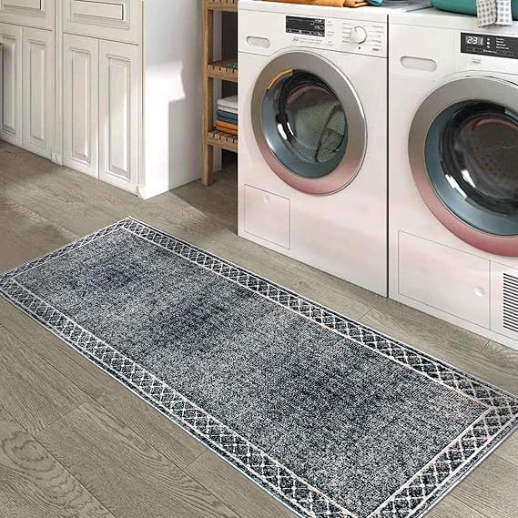 SUSSEXHOME Non Skid Washable Laundry Room Rug Runner - 20 x 59 Inches Heavy Duty 100% Polyester Laundry Mat for Laundry Room, Kitchen, Bathroom, Basement