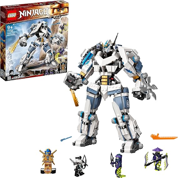 LEGO 71738 NINJAGO Legacy Zane’s Titan Mech Battle, Action Figure Ninja Toy with Golden Jay & Zane Minifigures, plus Ghost Warriors, Gifts for Kids, Boys & Girls