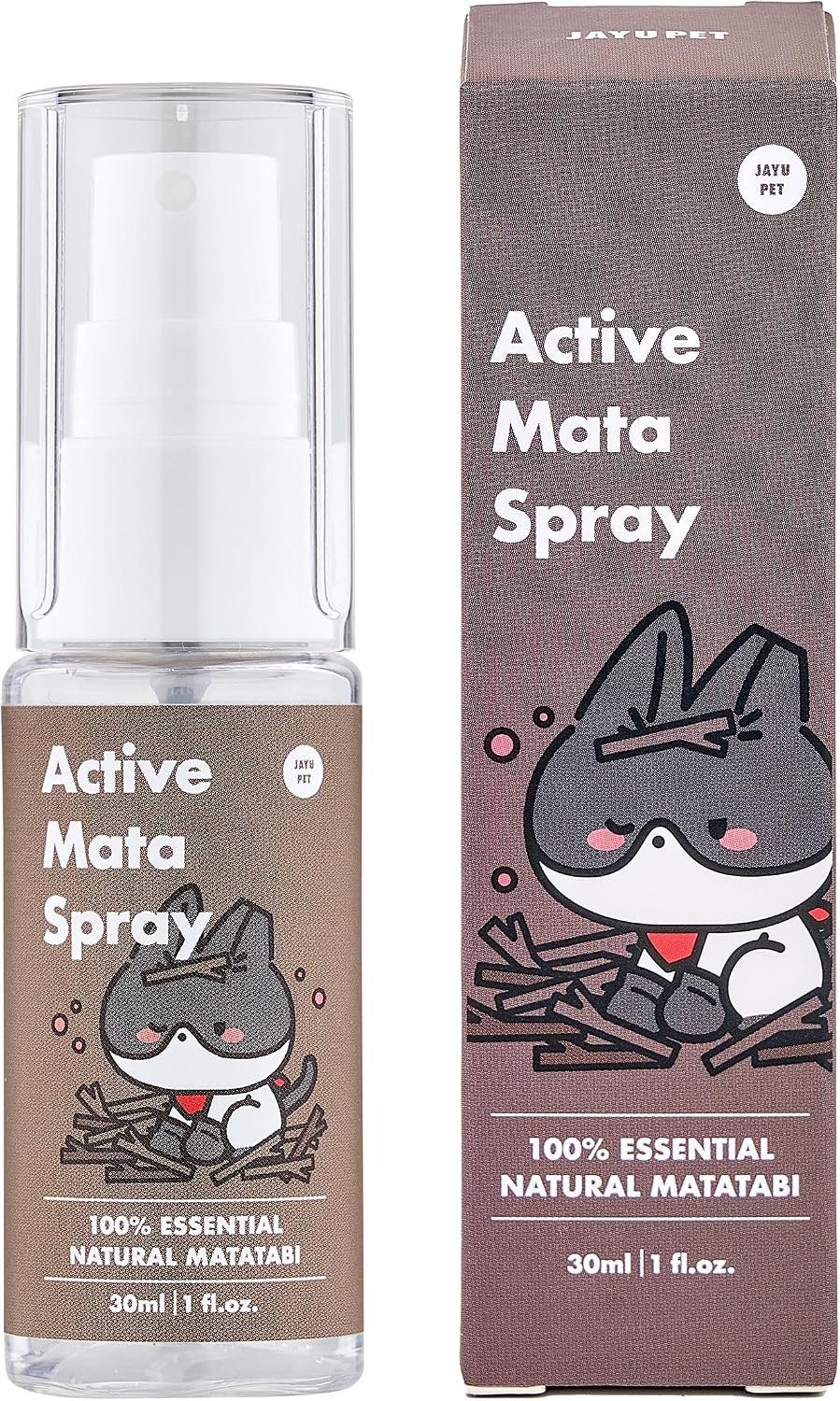 JAYU PET Active MATA Spray – 100% Natural Silvervine Spray for Cats, Liquid Catnip Alternative, Calming Mist for Indoor Kittens, Boosts Play & Engagement, Reduces Stress (1 fl oz)