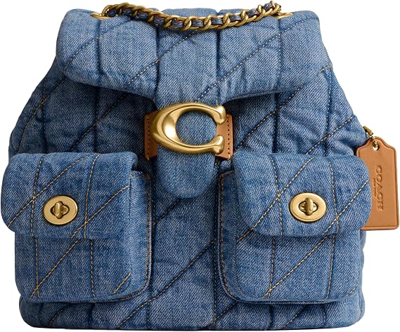 COACH Women's Quilted Leather Tabby Backpack, Indigo, M