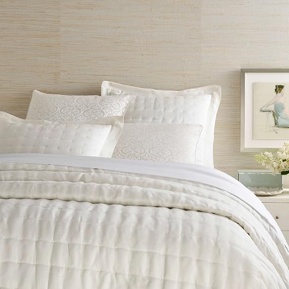 Pine Cone Hill Brussels Ivory Quilt, King Size, Ivory Solid Pattern