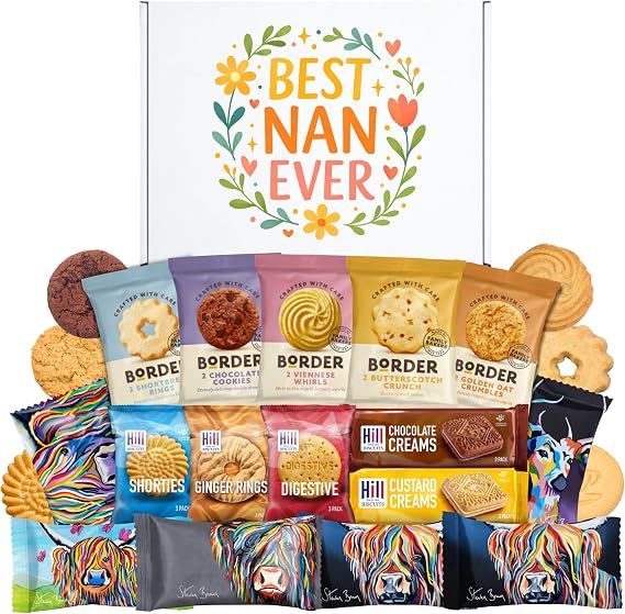 Nan Gifts Bundle With Biscuit Selection Including Border Biscuits, Shortbread, Custard Creams, Digestive Biscuits, Chocolate Creams and More - Presents for Nan Birthday Gifts, Mothers Day, Christmas