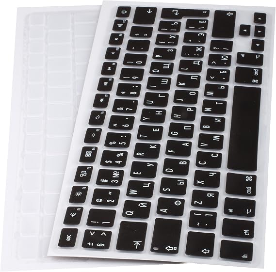 シリコーンキーボードカバー MacBook Pro 13/15 / 17 2015年発売 QWERTY ロシア語レイアウト ブラック/透明