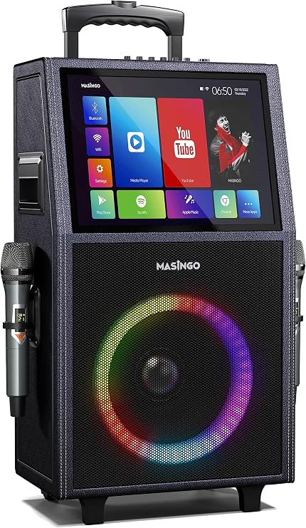 Professional Karaoke Machine with Lyrics Display Screen for Adults, 2 Wireless Microphones, LED Lights, Bluetooth Portable PA Speaker System with Upgraded Built in 15" Tablet & WiFi, Allegro X8 2.0
